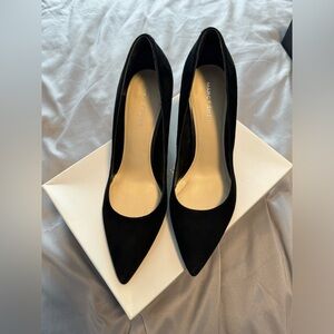 Marc Fisher Vivene block heel, black suede, 9.5